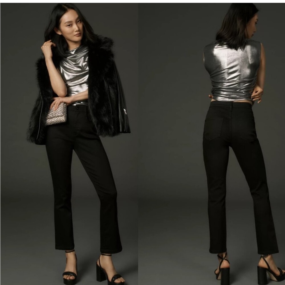 new ANTHROPOLOGIE Pilcro Knightsbridge Slim Tuck Jeans size 30 BLACK